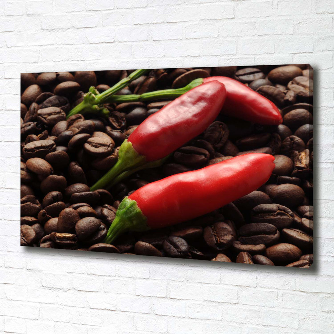 Chilis und Kaffee - Kunstdrucke auf Leinwand