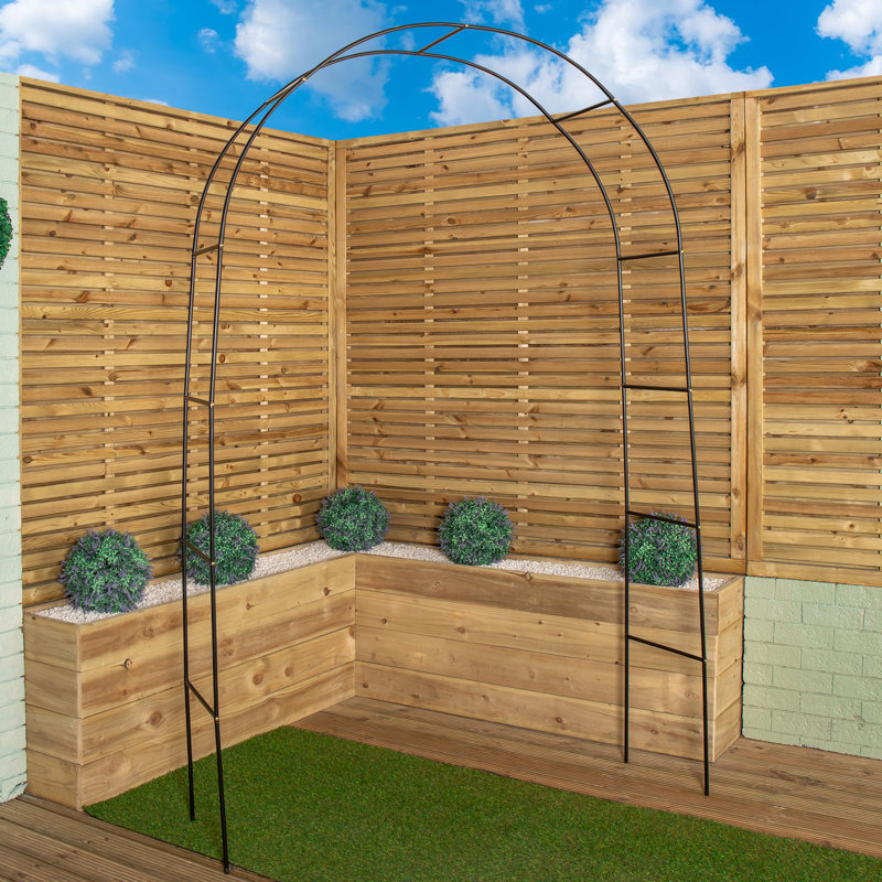 Charleah 140cm W x 140cm D Metal Arbour in Black