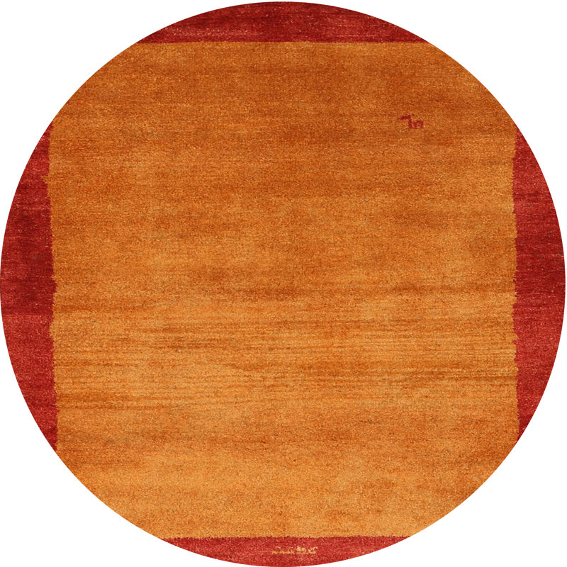 Tapis contemporain jaune / rouge, Rond 4 pi