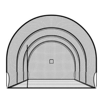 Cage de baseball, 33 po x 12,0 x 9,8 pi, cage portative autoportante, cages avec polyester sans nœuds à 4 plis et ouverture de machine à lancer, filet de cage pour l'intérieur et l'extérieur