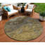 Tapis extérieur rond lavable abstrait taupe et chocolat 8 pi brun