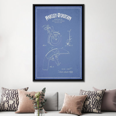 " Harley-Davidson Motorcycles Fender Construction (Light Blue) " by Aged Pixel