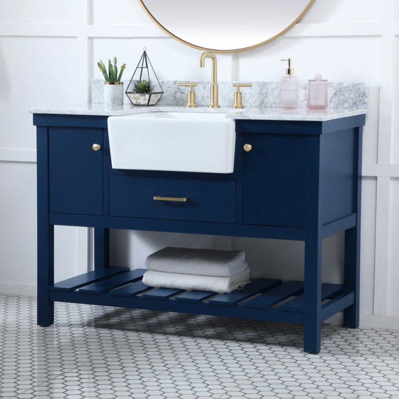 Meuble-lavabo simple 48 po avec dosseret Pelaghia, Bleu