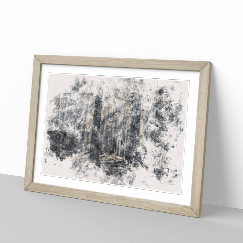 Pine Tree Forest - Picture Frame Painting Print, 45cm H x 63cm W x 2cm D, Oak Framed