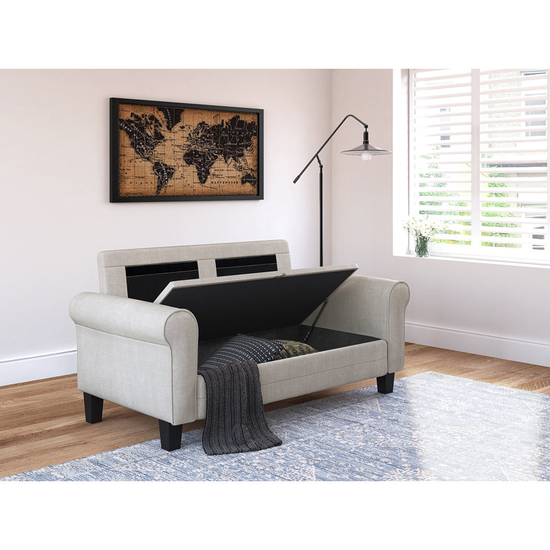 Causeuse en tissu à accoudoirs arrondis 61 po Serta Copenhagen, Gris clair