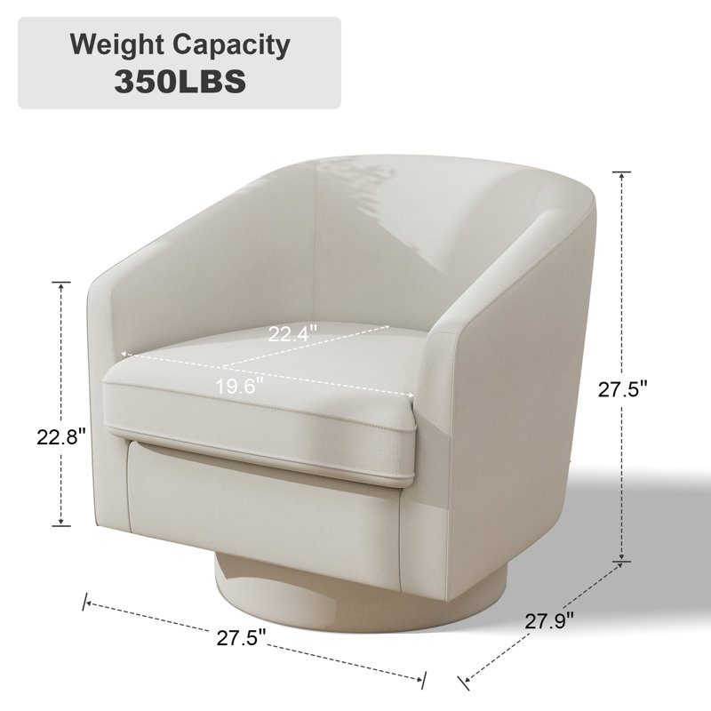 Fauteuil demi-tonneau pivotant Red Barrel Studio, Lin ivoire
