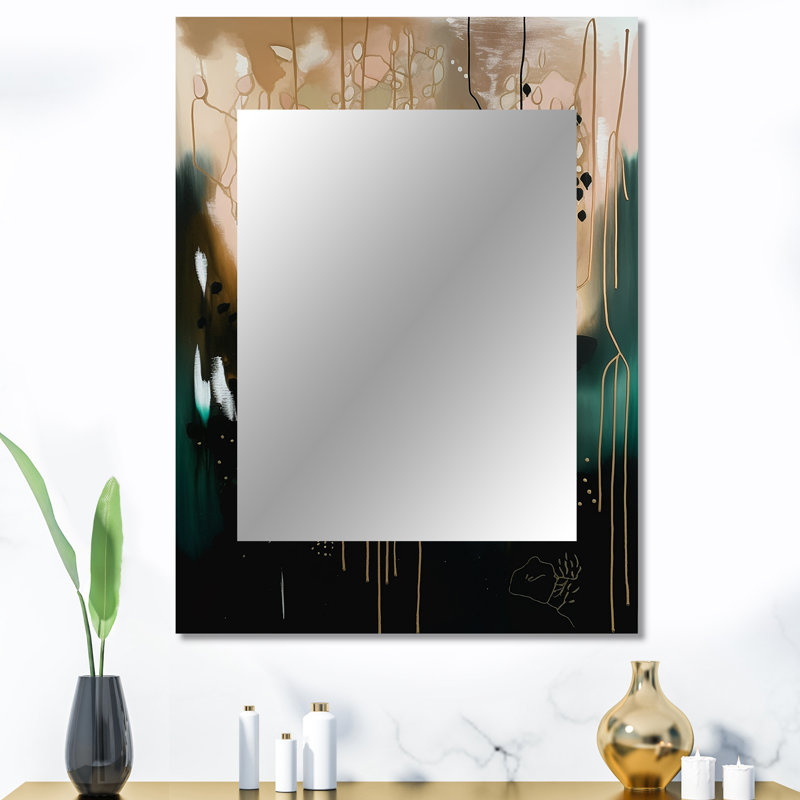 Black Chaos III - Abstract Wall Mirror, Modern Decorative Mirror, Printed Metal Art, 40" x 30"
