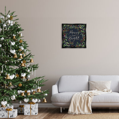 Cadre flottant «Merry & Bright» avec feuilles de houx, design par Elizabeth Tyndall