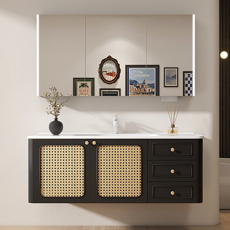 Armoire de salle de bain rétro noire