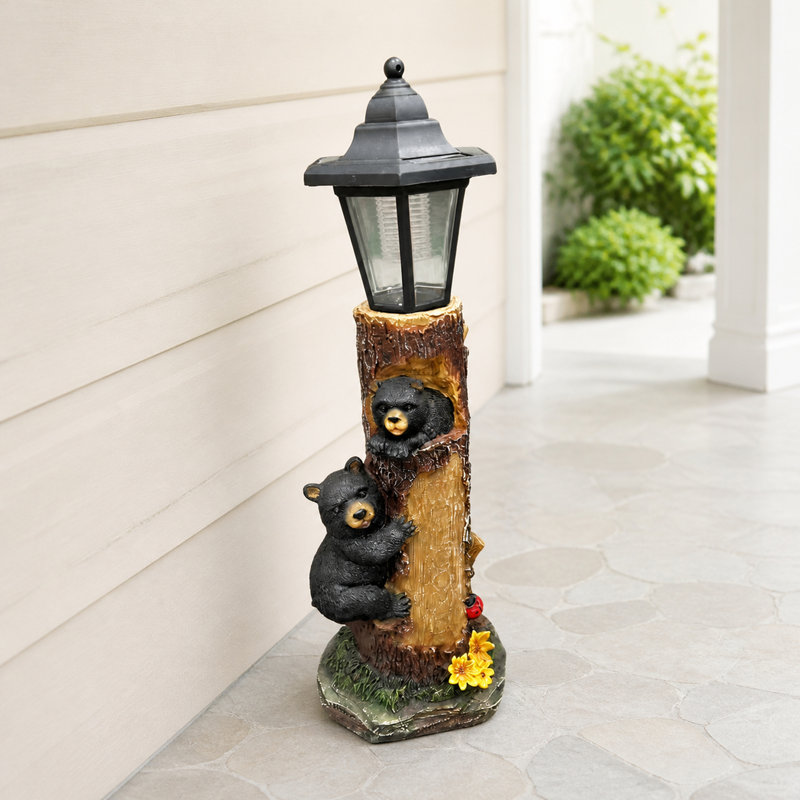 Bear Welcome Garden Statue with Solar Light, Brown