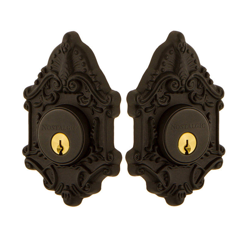 Nostalgic Warehouse Victorian Plate Double Cylinder Deadbolt, 2.75, Oil Rubbed Bronze