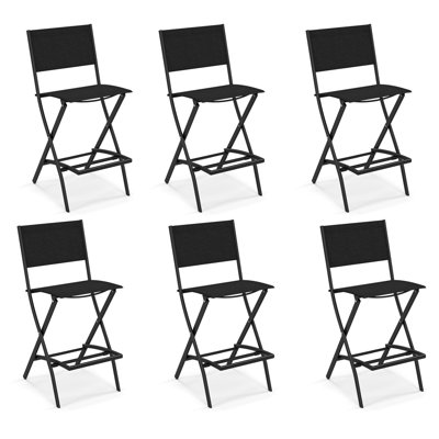 Folding Bar Stools Set Of 6 Patio Sling Chairs W/ Backrest Humanized Footrest by Latitude Run