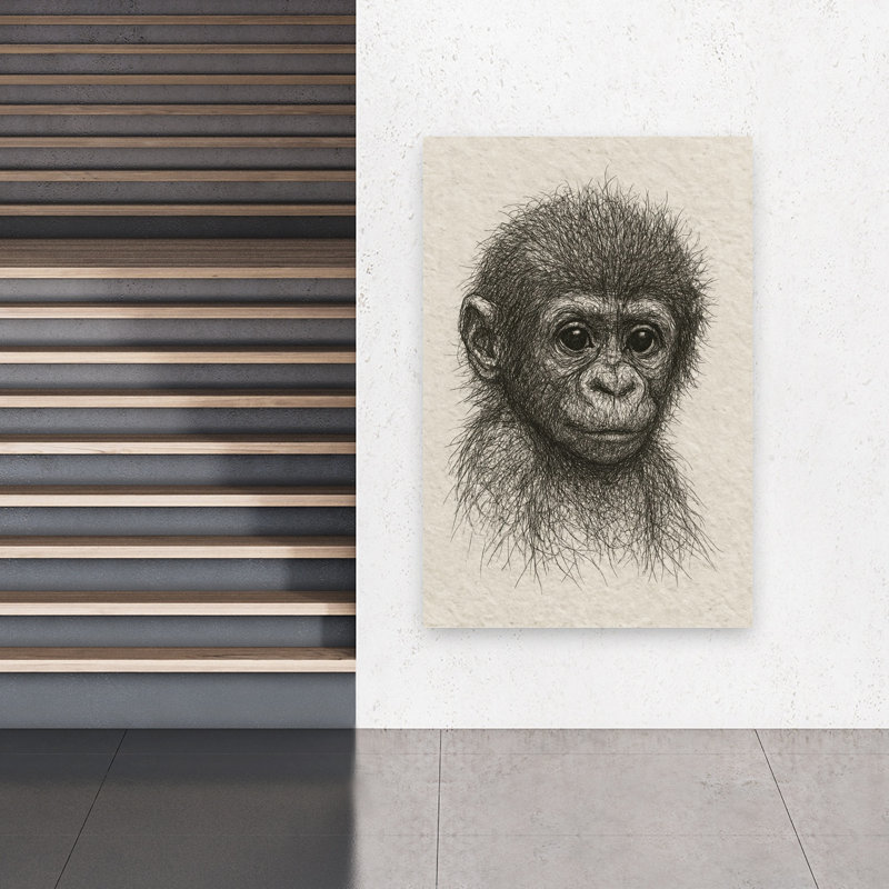 Innocent Chimp Baby Abstract Contemporary Wall Art Print by Natalie Bruns - Wrapped Canvas Print, 152.4cm H x 101.6cm W