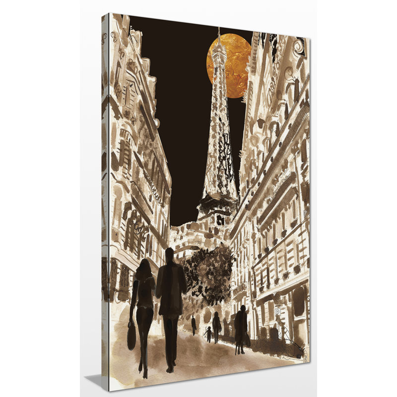 «Paris at Night», reproduction d'art sur toile encadrée, Toile tendue, H 30 po x l 18 po x P 1 po