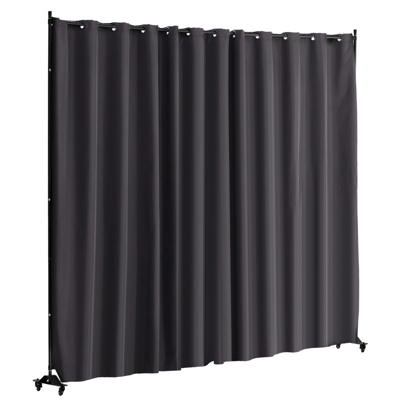 Séparateur de rideau portatif pour bureau d'étude, paravent en alliage d'aluminium gris, tissu 180 g, imperméable et bloquant le soleil, structure stable avec barres horizontales, mobilité sur quatre roues autoportante