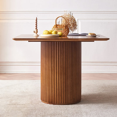 Barry Mid-Century Modern Walnut Square Solid Wood Dining Table