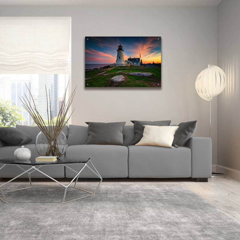 «May Evening At Pemaquid Point Lighthouse» par Rick Berk, art mural en verre acrylique, H 24 po x l 36 po x P 0,2 po