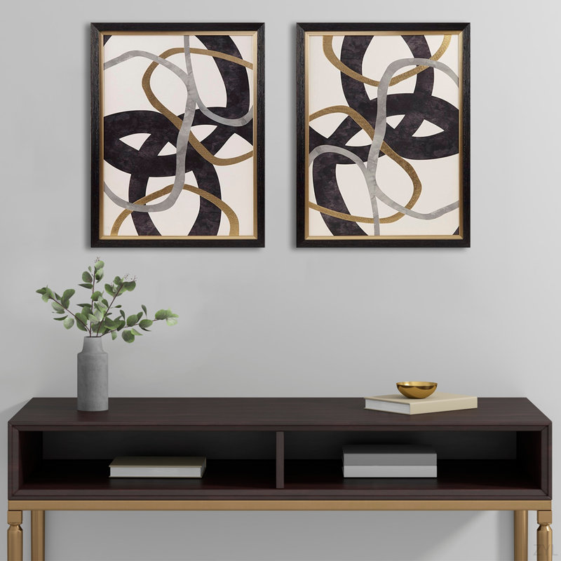 Ensemble de 2 toiles d'art encadrées en feuille d'or