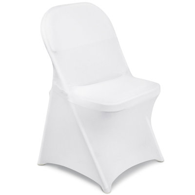 Set Of 12 White Stretch Spandex Chair Covers   Universal Fit Folding Chair Slipcovers, Washable & Reusable For Wedding, Party & Banquet