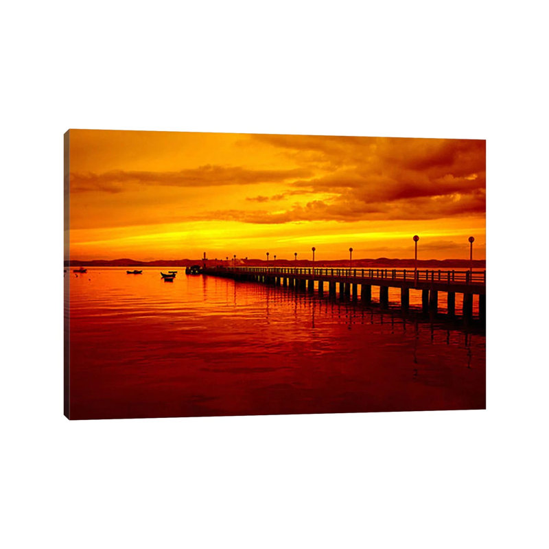 Sunset at the Pier 1 Piece Wrapped Canvas Wall Art, 66.04 cm H x 45.72 cm W x 1.91 cm D