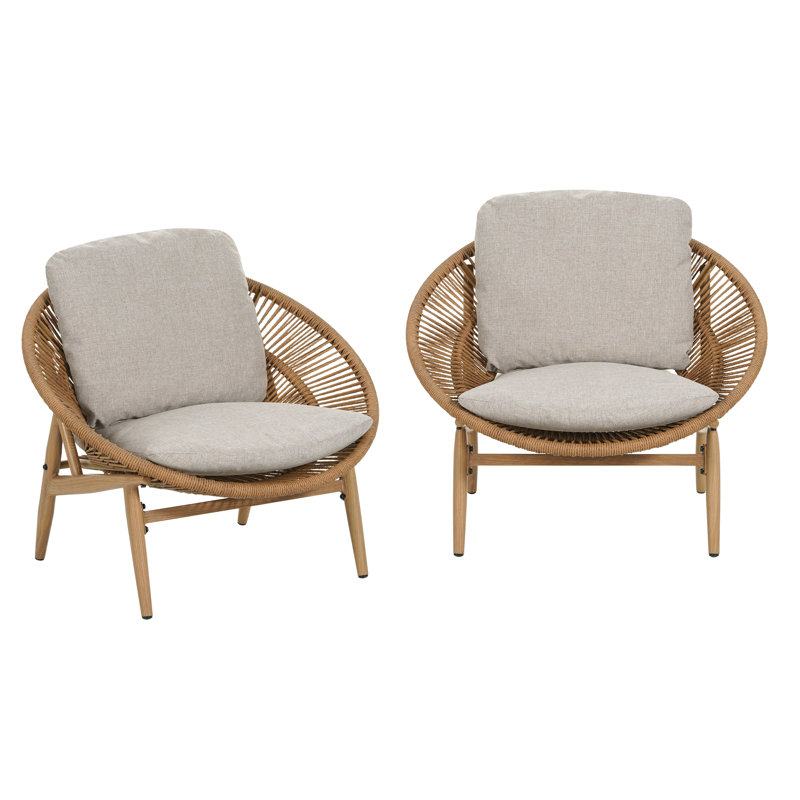 Chaise longue en rotin PE avec cadre et coussins en fer Ciprianna, Beige, Marron clair