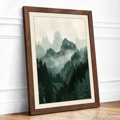 Misty Mountain Layers Scandinavian - Framed Print