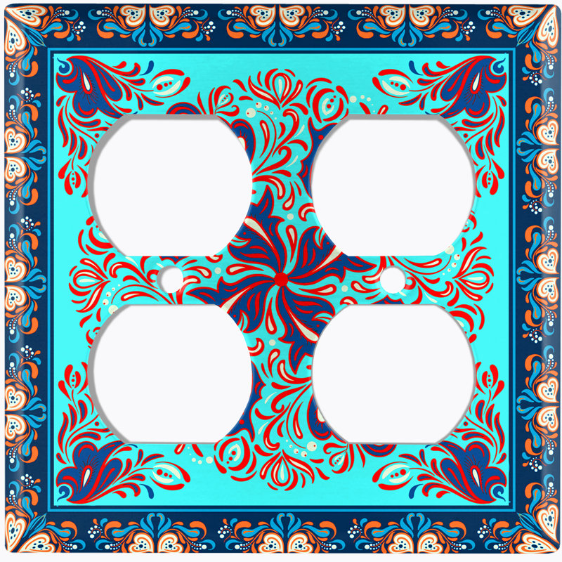 Plaque murale 2 prises, Bleu sarcelle vif