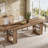 79-Inch Farmhouse Dining Table, Large Kitchen Table with Storage Shelves, Rectangular Shape for Dining Room & Kitchen