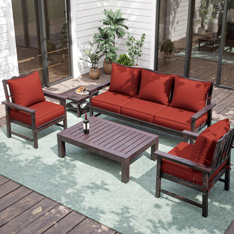 Outdoor Deep Seating Cushion Set Indoor And Outdoor Seat / Back Cushion, Available In 4 Sizes, 22" H x 22" W, Terra Red
