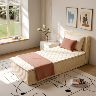 Twin Compression Packed Upholstered Platform Bed