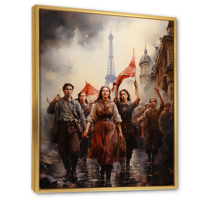 Bevon la Révolution française III, H 20 po x l 12 po x P 1 po, Cadre flottant doré