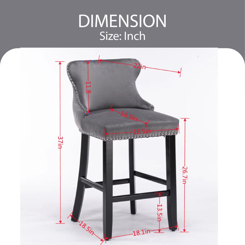 Jeena Upholstered Counter Stool, Gray