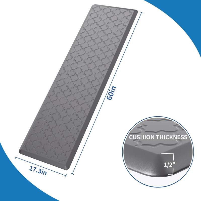 Dawnyelle Anti-fatigue Mat Non-Slip Kitchen Mat, Gray, Runner 17.3" x 59"