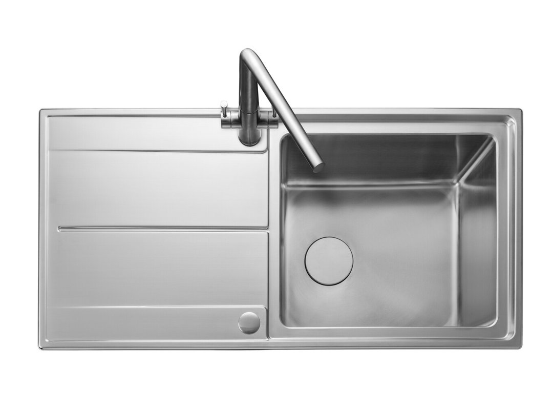 Rangemaster Sink & Taps 500mm W Single Bowl Stainless Steel Drop-In Kitchen Sink with 1 Faucet Hole