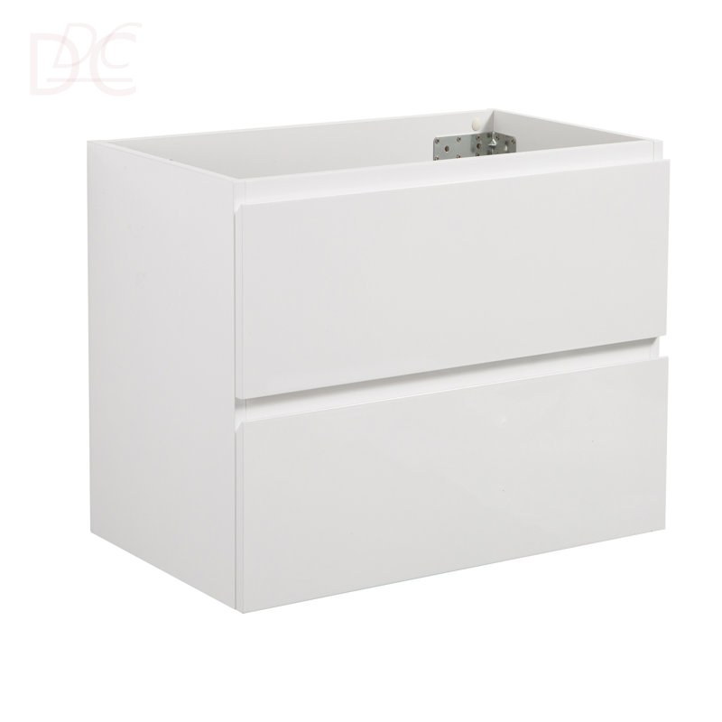 Meuble-lavabo mural SANS lavabo, couleur blanche, avec deux tiroirs, pré-assemblé