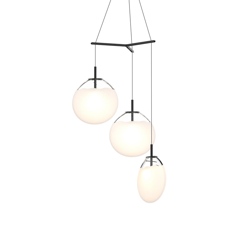 Cantina 3 - Light Satin Black Cluster Pendant, 19.25" H x 36" W x 36" D, Poured White