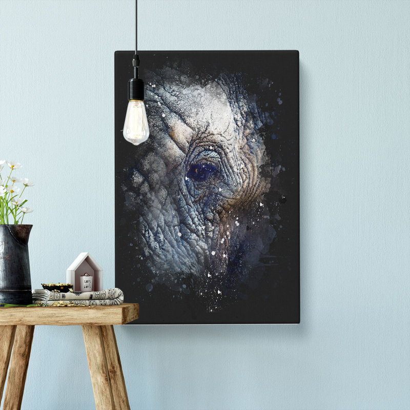 Blue Elephant - Wrapped Canvas, 60cm H x 40cm W x 4cm D