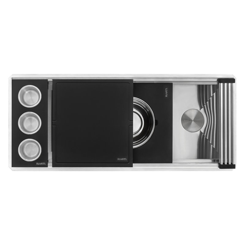 Ruvati Black Composite Platform for 3 Bowl Condiment Tray Ruvati Workstation Serving Board