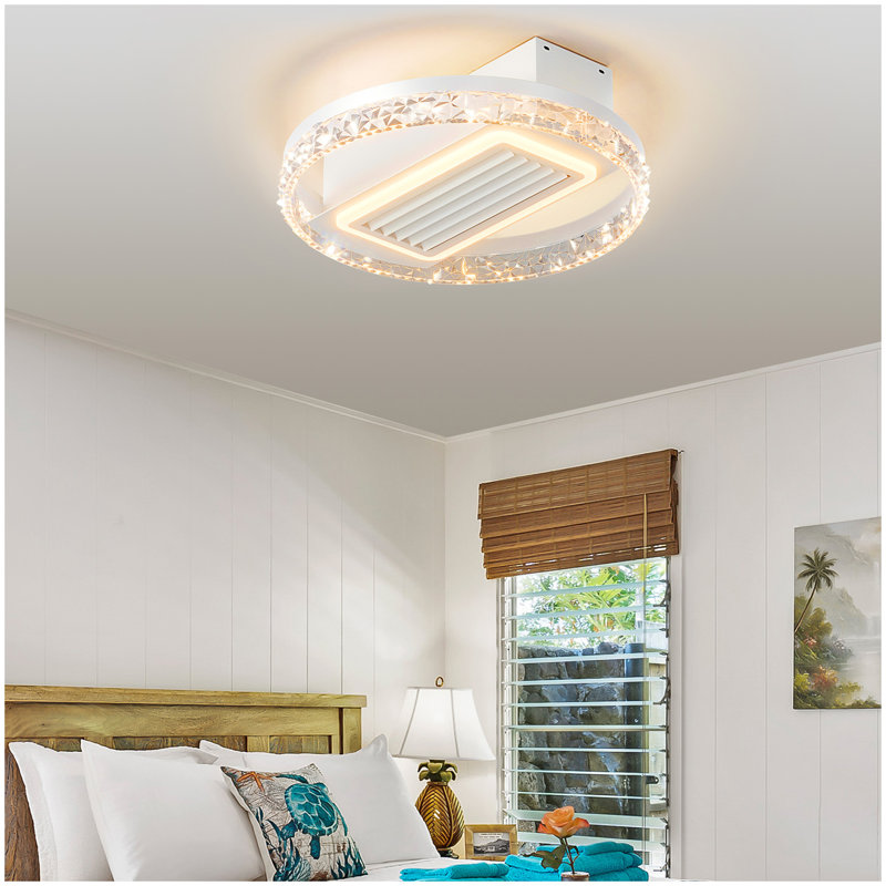 Ventilateur de plafond sans lame à DEL de 20 po avec télécommande - Plafonnier encastré moderne avec circulation d'air et luminosité réglable pour le salon, la salle à manger ou la chambre à coucher