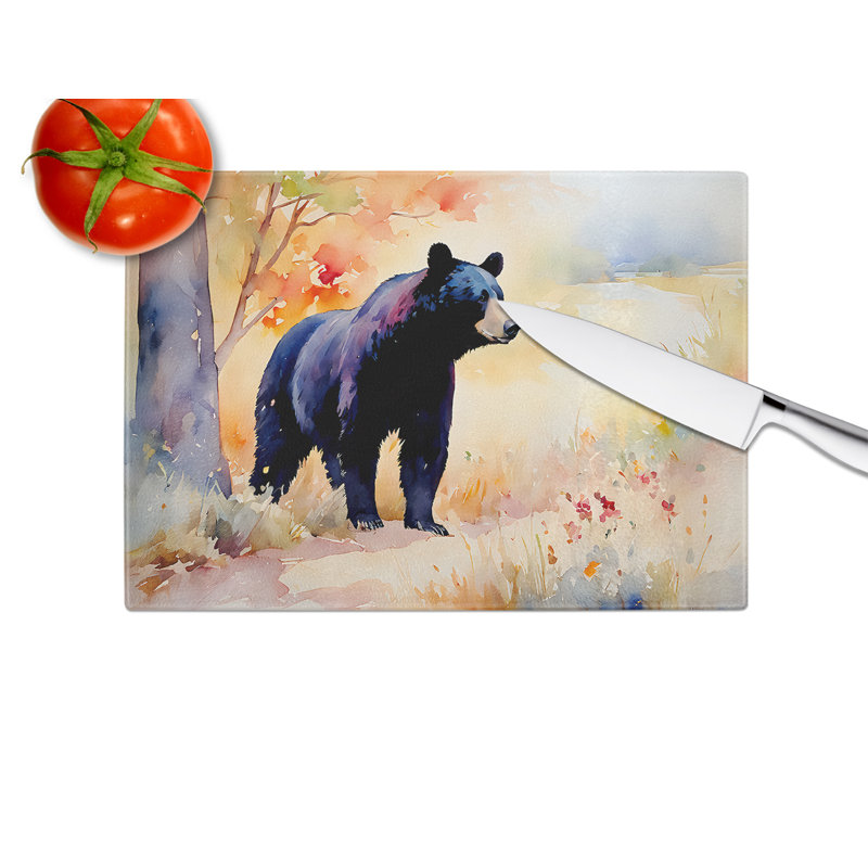 American Black Bear Glass Cutting Board Large