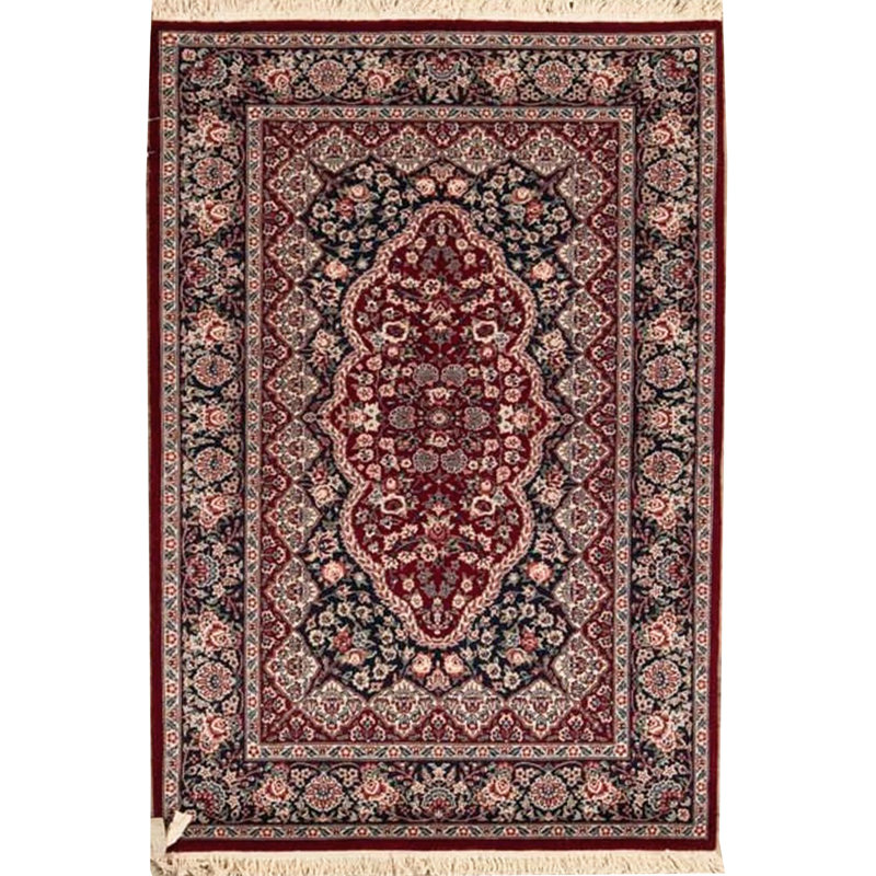 Tapis vin et bleu marine de haute qualité noué à la main