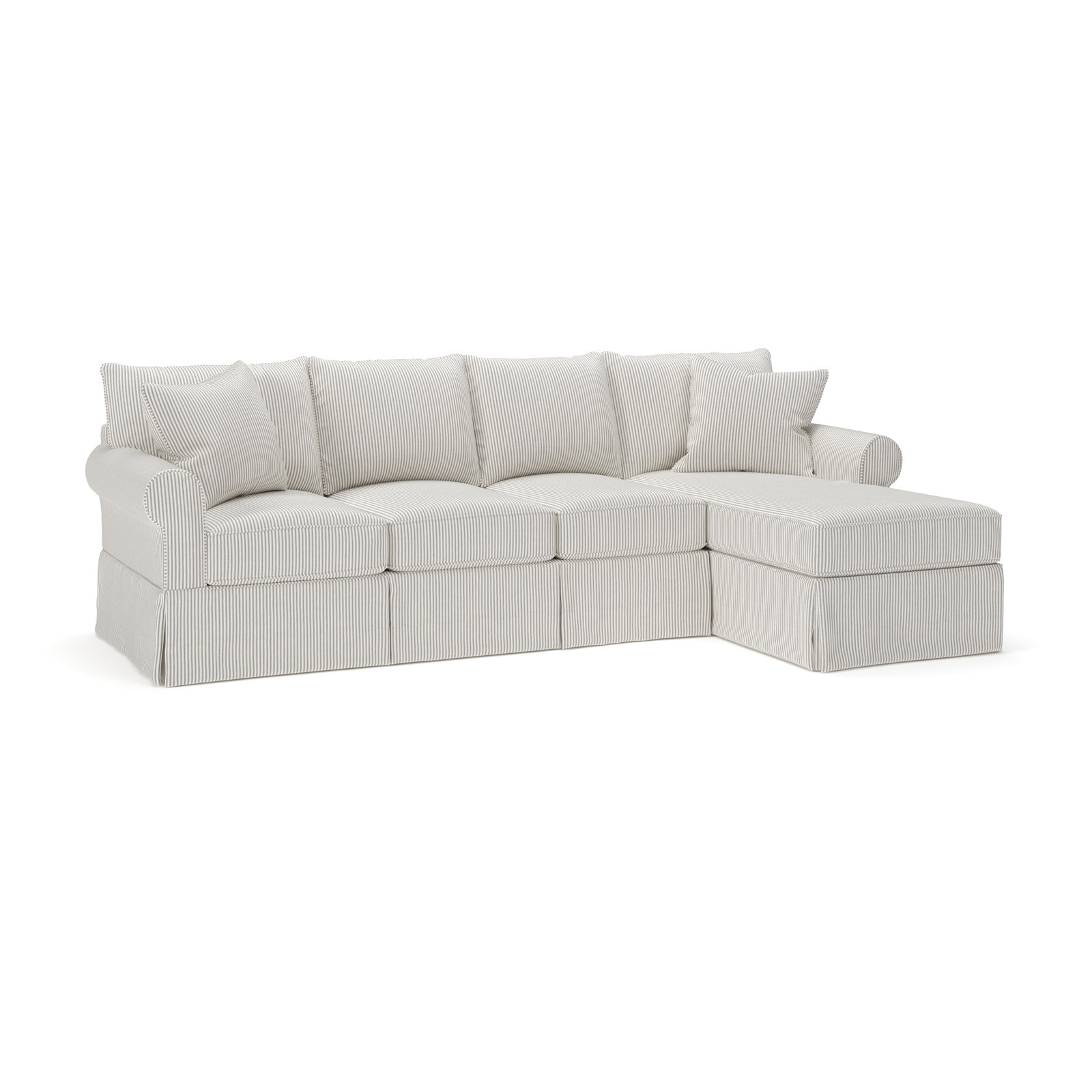 Amari Slipcovered Sectional with Sleeper Sofa, Cruise Adrift Woven Stripe, Right Hand Facing