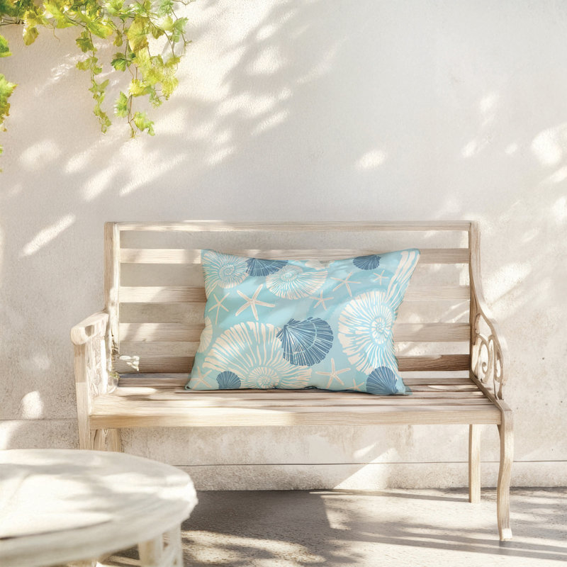 Starfish Nautical Outdoor Lumbar Pillow, Blue