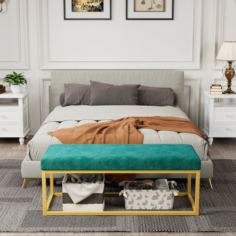 Banc de rangement pour salle à manger, style Mid-Century, cuir synthétique, structure en acier, charge de 600 lb, coussin en velours doux, simple à entretenir avec structure en polyuréthane, capacité, rebond haute densité