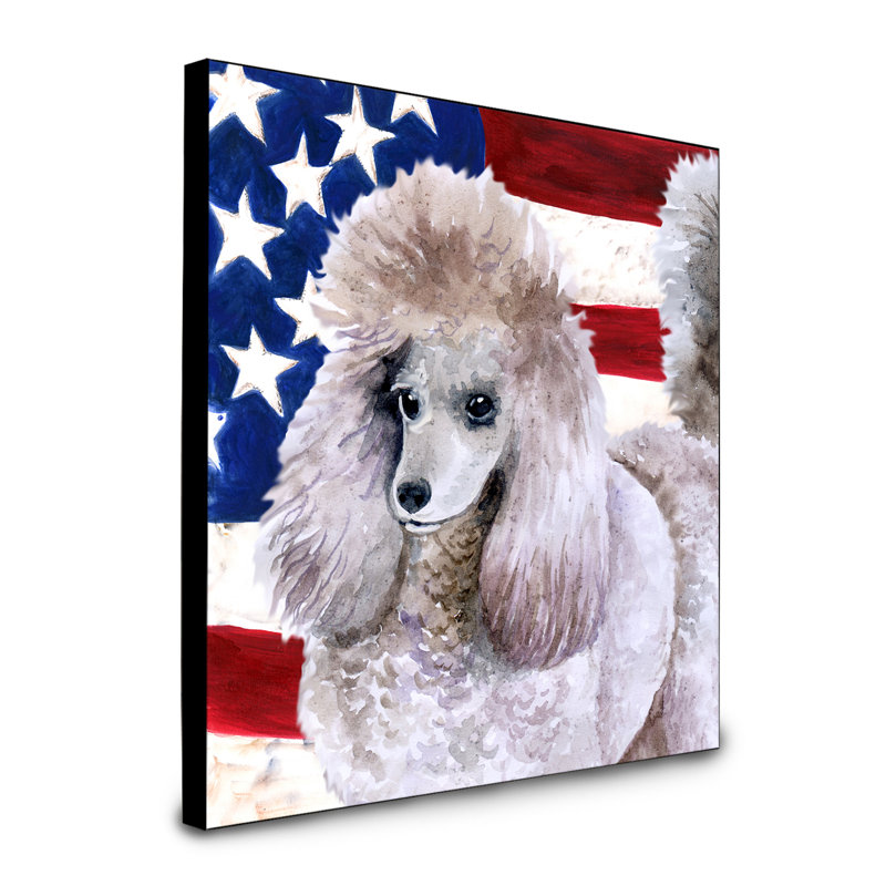 Panneau mural patriotique art Double Down, Caniche gris