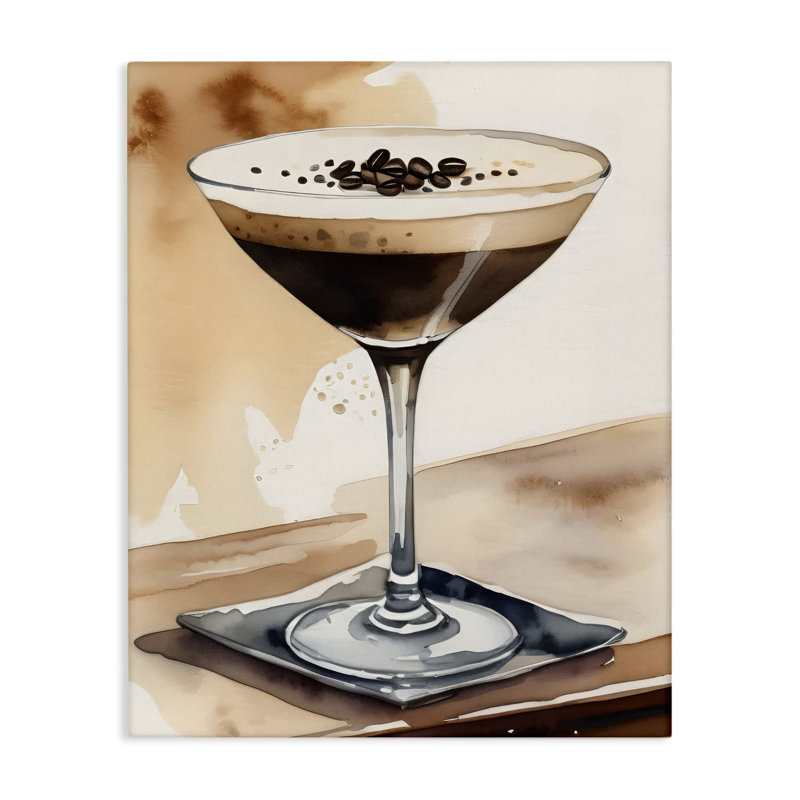 Art mural aquarelle espresso Martini par LSR Design Studio, H 30 po x l 24 po