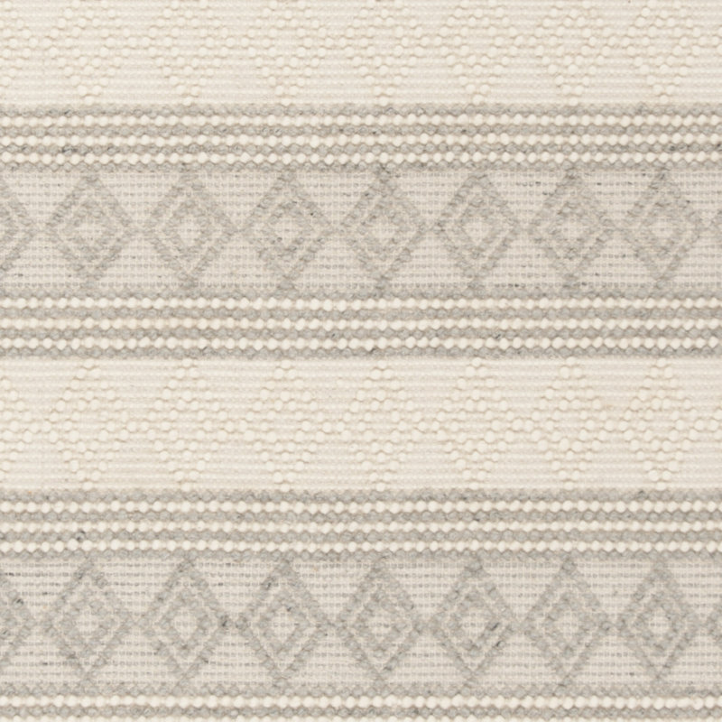 Diara Hand Woven Wool/Cotton Geometric Rug in Ivory/Gray, Rectangle 2' x 3'