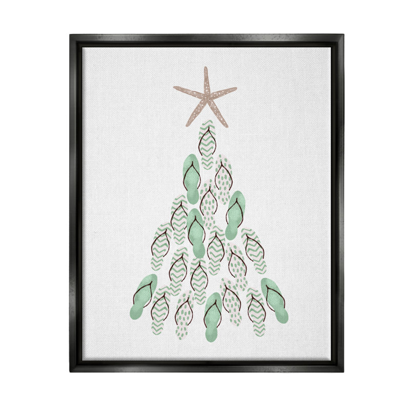 "Flip Flop Beachy Christmas Tree" par Ziwei Li, impression, Noir, H 21 po x l 17 po x P 1,7 po