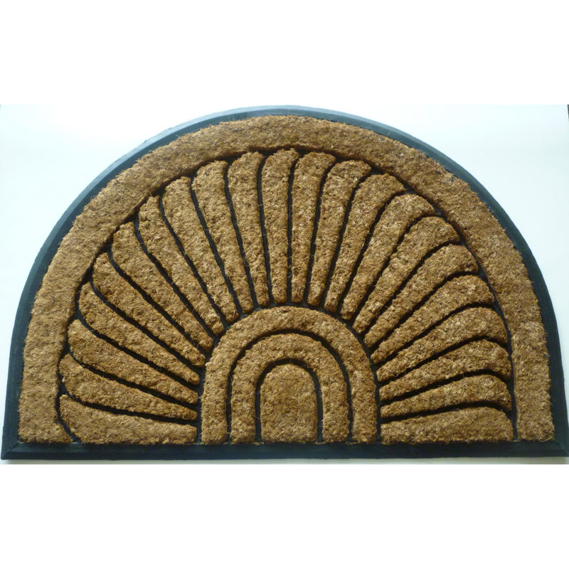 Stanton Drew Outdoor Doormat, Semi-Circle 2' x 3', Black Rubber Trim