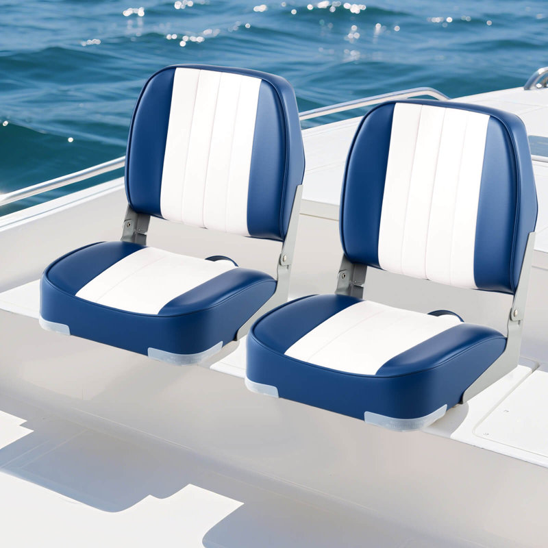 Ensemble de 2 sièges de bateau pliants avec charnières de boulons de fixation rembourrés en éponge épaisse
